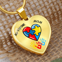 Load image into Gallery viewer, Autism &quot;Awesome Mom&quot; Heart Necklace
