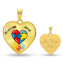 Load image into Gallery viewer, Autism &quot;Awesome Mom&quot; Heart Necklace
