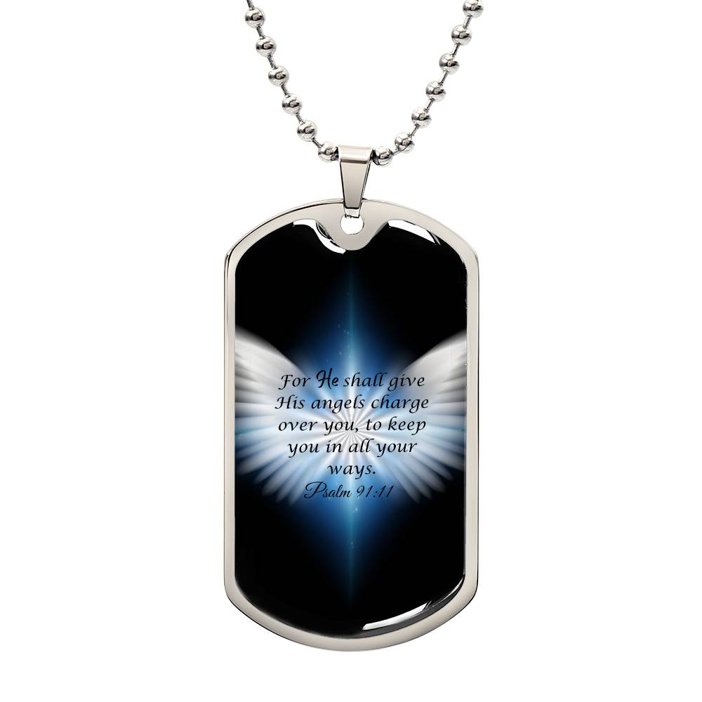 Psalm 91:11 Dog Tag Necklace