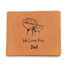 Load image into Gallery viewer, &quot;We Love You Dad&quot; (Fists/Paw) Leather Wallet
