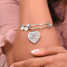 Load image into Gallery viewer, &quot;Blessed Mom&quot; Heart Charm Bangle Bracelet
