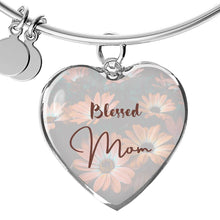 Load image into Gallery viewer, &quot;Blessed Mom&quot; Heart Charm Bangle Bracelet
