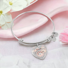 Load image into Gallery viewer, &quot;Blessed Mom&quot; Heart Charm Bangle Bracelet
