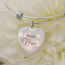 Load image into Gallery viewer, &quot;Blessed Mom&quot; Heart Charm Bangle Bracelet
