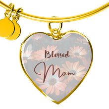 Load image into Gallery viewer, &quot;Blessed Mom&quot; Heart Charm Bangle Bracelet
