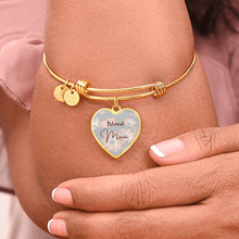 Load image into Gallery viewer, &quot;Blessed Mom&quot; Heart Charm Bangle Bracelet
