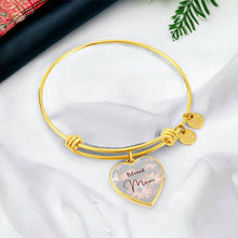 Load image into Gallery viewer, &quot;Blessed Mom&quot; Heart Charm Bangle Bracelet
