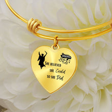 Load image into Gallery viewer, &quot;She Believed She Could So She Did&quot; Heart Bangle Bracelet
