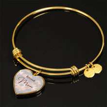 Load image into Gallery viewer, &quot;Blessed Mom&quot; Heart Charm Bangle Bracelet
