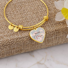 Load image into Gallery viewer, &quot;Blessed Mom&quot; Heart Charm Bangle Bracelet
