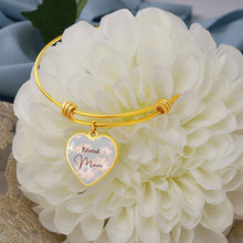 Load image into Gallery viewer, &quot;Blessed Mom&quot; Heart Charm Bangle Bracelet
