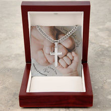 Load image into Gallery viewer, Personalized Stainless Steel Cross Necklace On Cuban Chain
