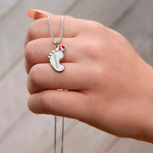 Load image into Gallery viewer, Baby Feet with Birthstone Personalized Necklace
