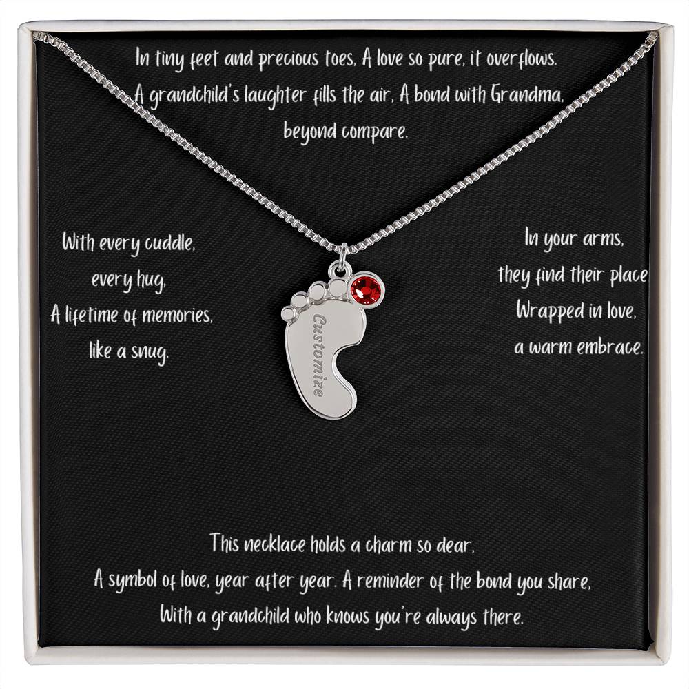 Baby Feet with Birthstone Personalized Necklace