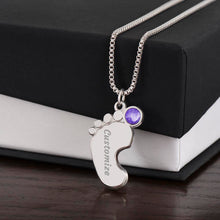 Load image into Gallery viewer, Baby Feet with Birthstone Personalized Necklace
