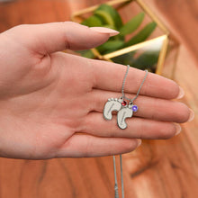 Load image into Gallery viewer, Baby Feet with Birthstone Personalized Necklace
