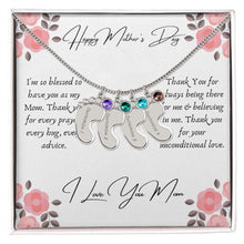 Load image into Gallery viewer, Mother&#39;s Day Engraved Baby Feet Necklace with Birthstone
