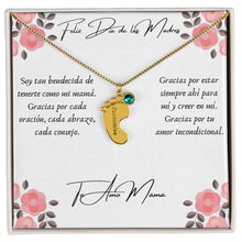 Load image into Gallery viewer, SPANISH* &quot;Te Amo Mamá&quot;-Mother&#39;s Day Engraved Baby Feet Necklace with Birthstone*SPANISH
