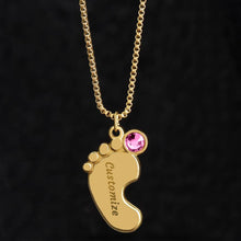 Load image into Gallery viewer, Baby Feet with Birthstone Personalized Necklace
