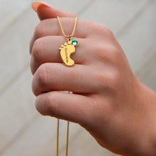 Load image into Gallery viewer, Baby Feet with Birthstone Personalized Necklace
