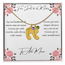 Load image into Gallery viewer, SPANISH* &quot;Te Amo Mamá&quot;-Mother&#39;s Day Engraved Baby Feet Necklace with Birthstone*SPANISH
