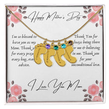 Load image into Gallery viewer, Mother&#39;s Day Engraved Baby Feet Necklace with Birthstone
