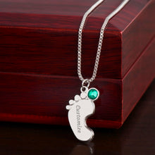 Load image into Gallery viewer, Baby Feet with Birthstone Personalized Necklace
