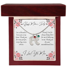 Load image into Gallery viewer, Mother&#39;s Day Engraved Baby Feet Necklace with Birthstone
