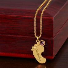 Load image into Gallery viewer, Baby Feet with Birthstone Personalized Necklace
