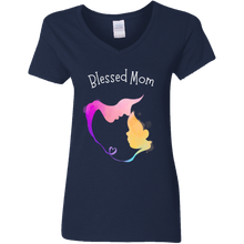 Load image into Gallery viewer, &quot;Blessed Mom Ladies&#39; 5.3 oz. V-Neck T-Shirt
