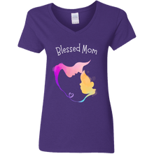 Load image into Gallery viewer, &quot;Blessed Mom Ladies&#39; 5.3 oz. V-Neck T-Shirt
